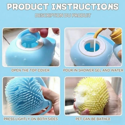 Spa Brush Pro – Self-Cleaning Pet Grooming & Massage Brush with Shampoo Dispenser