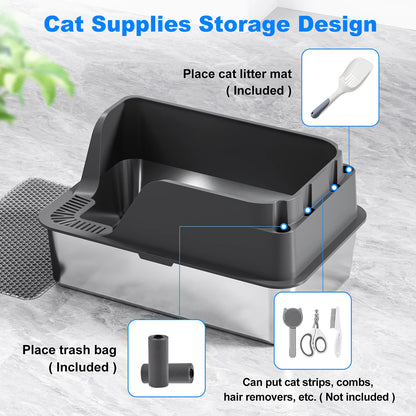 Clean Paws XL – Stainless Steel Cat Litter Box for Odor Control & Easy Cleaning