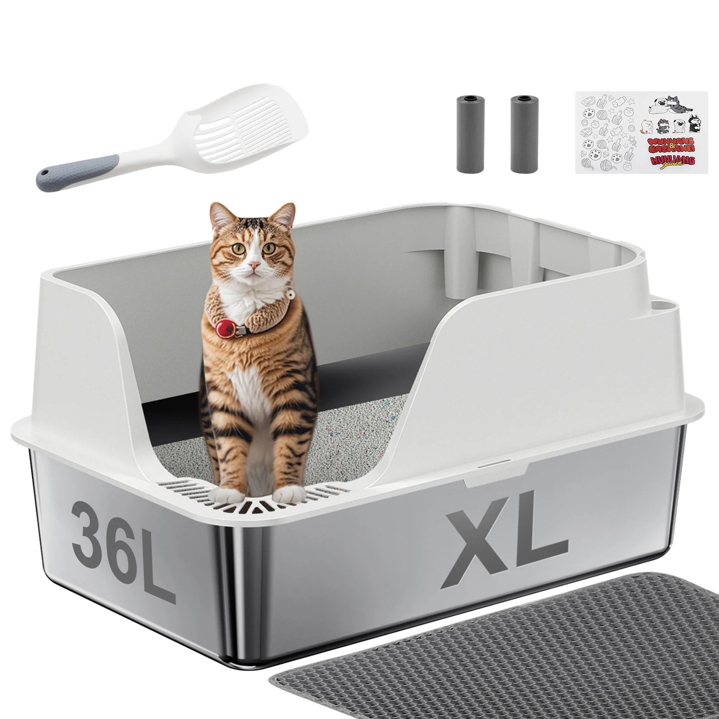 Clean Paws XL – Stainless Steel Cat Litter Box for Odor Control & Easy Cleaning