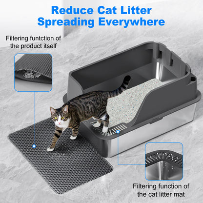 Clean Paws XL – Stainless Steel Cat Litter Box for Odor Control & Easy Cleaning