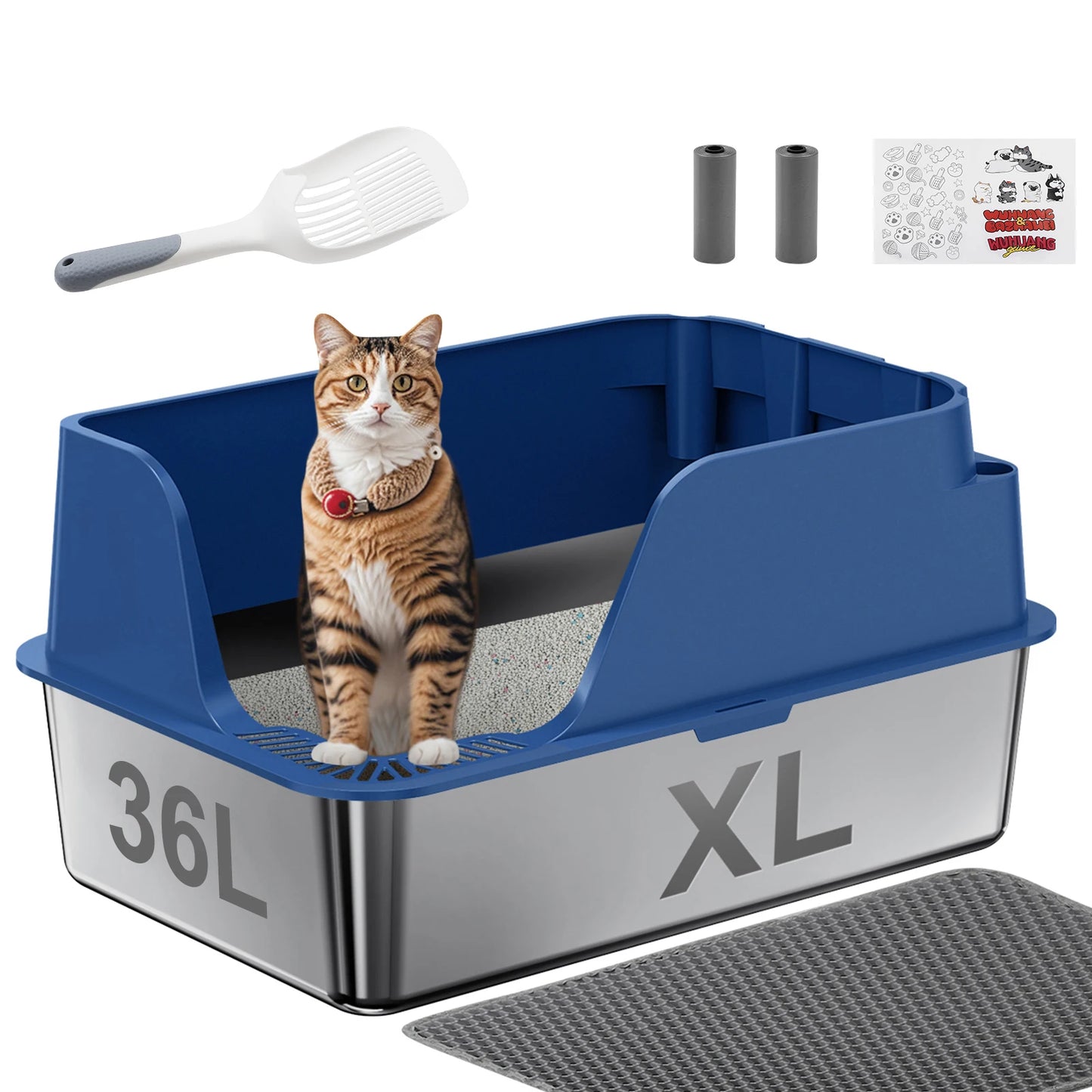 Clean Paws XL – Stainless Steel Cat Litter Box for Odor Control & Easy Cleaning