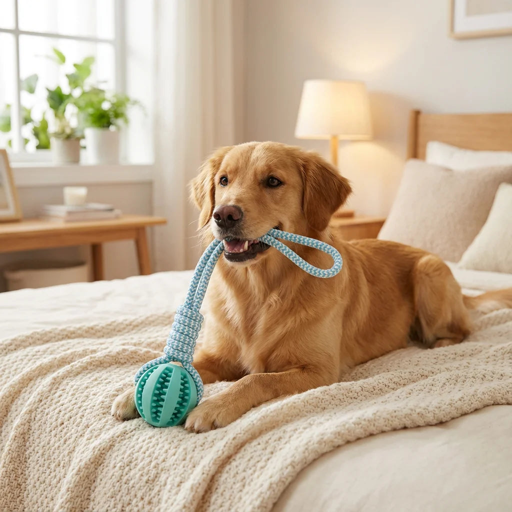 Tug & Treat Chew Ball – Interactive Enrichment Toy for Dogs