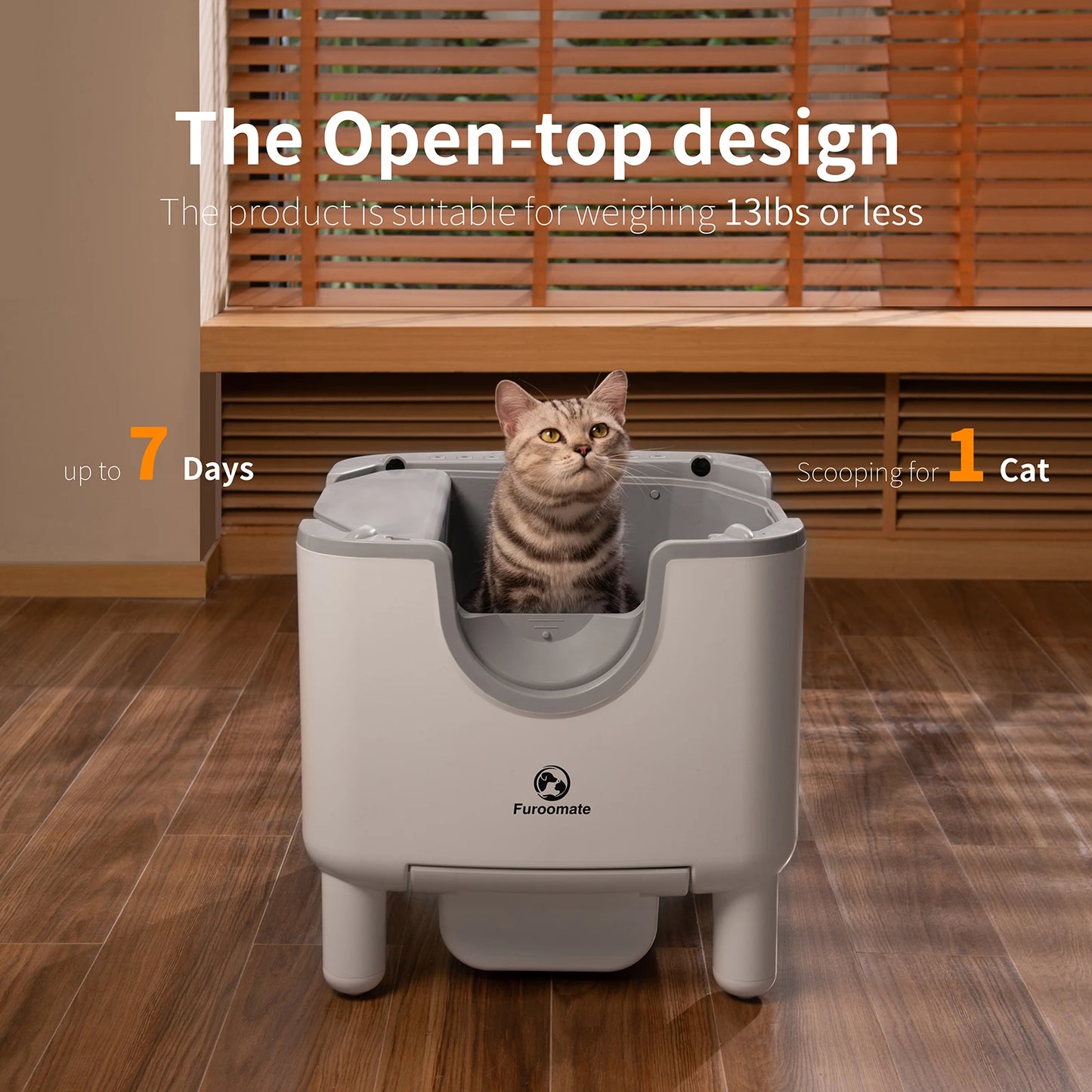 Self-Cleaning Automatic Cat Litter Box – Open-Top Smart Litter Box with Odor Control & Safety Sensors